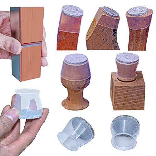 Chair Leg Caps for Protecting Floors from Scratches and Noise 16 Pcs Chair Leg Floor Protectors Chair Leg Protectors Chair Feet Protectors Transparency Stool Leg Protection Caps Brown Transparent Black Transparent